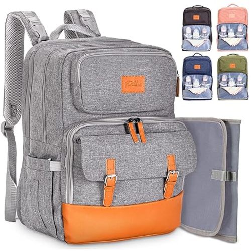 PILLANI Baby Diaper Bag Backpack - Large Bag for Boys & Girls, Waterproof Diaper Backpack - Travel Diaper Bags w/Changing Pad, Baby Registry Search & Shower Gifts - Essentials Must Haves Newborn Stuff