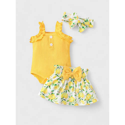 3 Pcs Baby Girl Orange Lemon Set