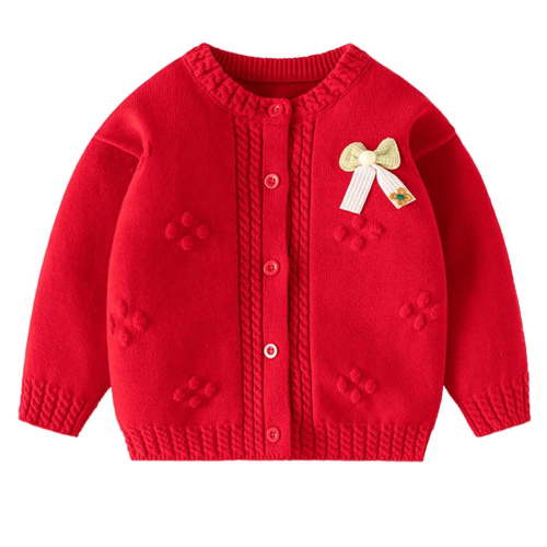 AherBiu Newborn Infant Baby Clothes Girls Cardigan Button down Knitted Open Front Sweater Long Sleeve Tops