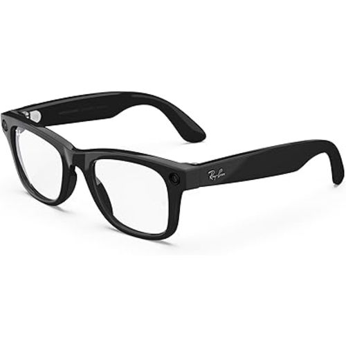 Ray-Ban Meta (Gen 1), Wayfarer, Shiny Black | Smart AI Glasses for Men, Women — 12 MP Ultra-Wide Camera, Open-Ear Speakers for Audio, Video Recording and Bluetooth — Clear Lenses — Wearable Technology