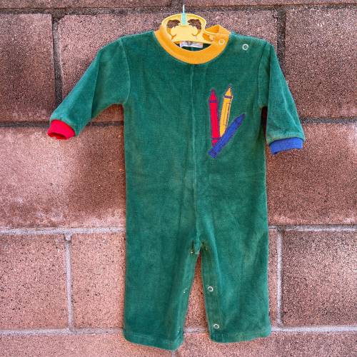 Vintage HealthTex Romper Pants Sz 6/12M Velvet Crayons Overalls