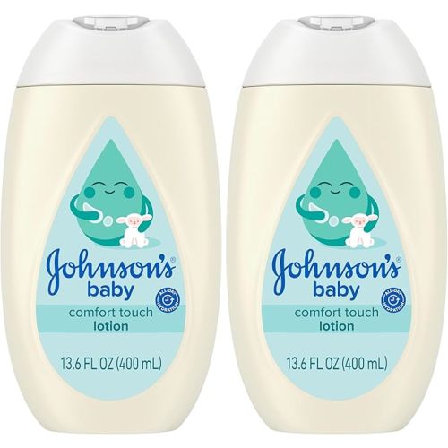 Johnson's Baby Comfort Touch Newborn Baby Face & Body Lotion, Silky Moisturizing Lotion, Baby Essentials, Hypoallergenic, No added Parabens &Dyes,13.6 fl. oz