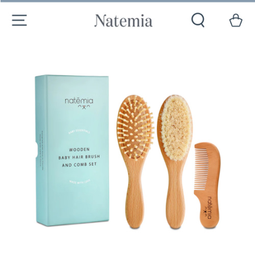 3-Piece Wooden Baby Hair Brush Set by Natemia