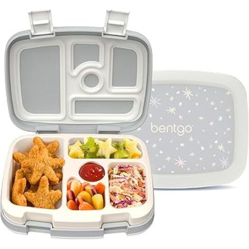 Bentgo Kids 5-Compartment Leak-Proof Bento-Style Lunch Box (Whimsy & Wonder Collection) - Ideal for Ages 3-7, Drop-Proof & Durable, Dishwasher Safe, & PFAS & BPA-Free Materials (Starry Sprinkle)