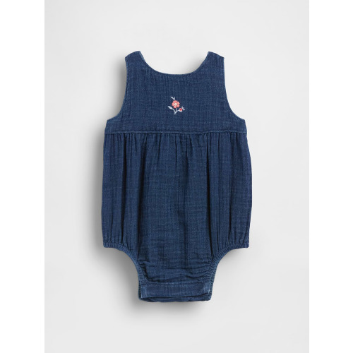 Baby Cotton Gauze Denim Bubble Bodysuit