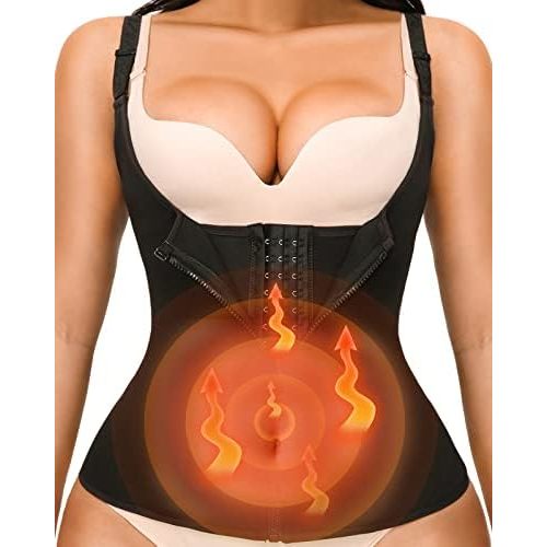 YADIFEN Waist Trainer Vest for Women,Zipper Corset Body Shaper for Tummy Control Neoprene Cincher Tank Top with Straps