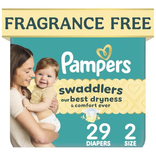 Pampers Swaddlers Diapers, Size 2 (10-22 lbs), 29 Count, Fragrance Free, Hypoallergenic, Absorbent, Pediatrician Recommended, Skin Safe