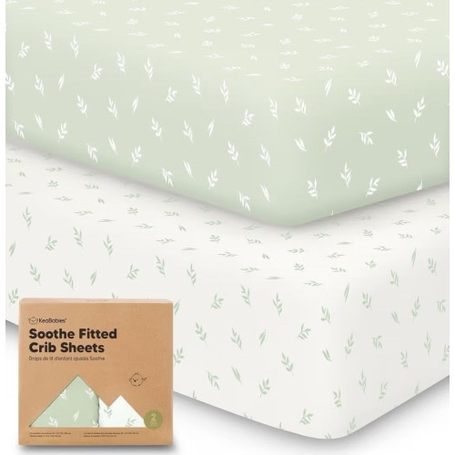 KeaBabies Soothe Waterproof Fitted Mini Crib Sheets 2PK, Organic Soft Cotton