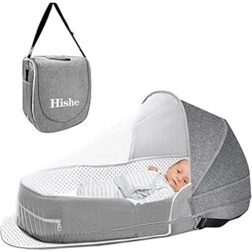 Baby Travel Bassinet Portable Bassinets: Foldable Lightweight Travel Pod Infant Bassinet with Mosquito and Canopy Outdoor Newborn Essentials Gift