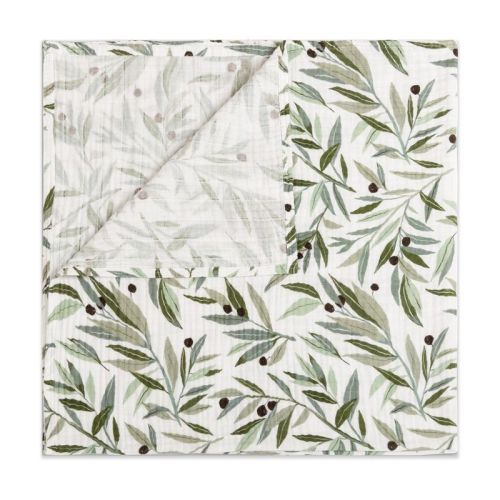 Babyletto Swaddle in GOTS Certified Organic Muslin Cotton - Olive Branches