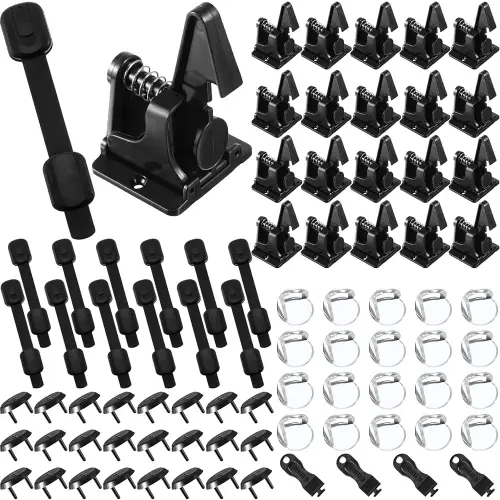 Qunclay 88 Pieces Baby Proofing Kit Includes 20 Child Safety Cabinet Locks 20 Adjustable Safety Latches 20 Clear Corner Guards and 24 Outlet Covers with 4 Keys to Keep Your Kids Safe at Home (Black)