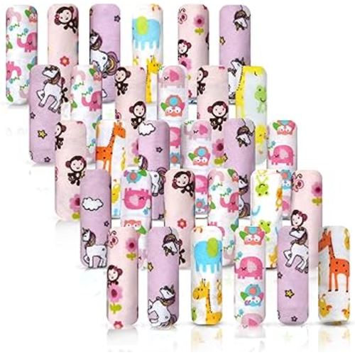 Omilion Baby Washcloth – 30 Pack of Flannel Newborn Washcloths – 100% Cotton - Fun, Colorful Designs – Reusable – Washable – 7x10 Inch Infant Washcloth Set