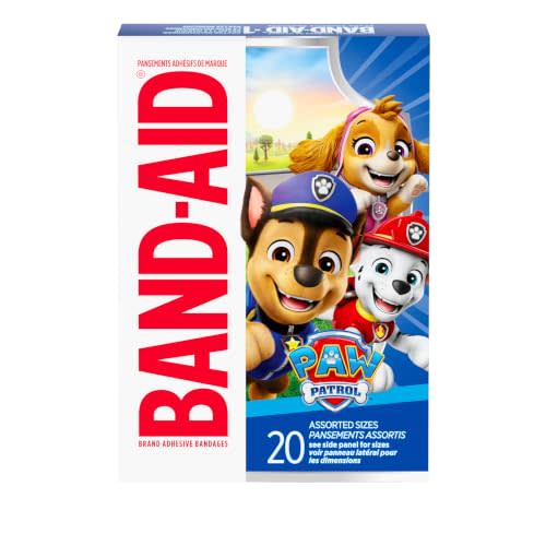 BAND-AID Brand Adhesive Bandages, Nickelodeon Paw Patrol, Assorted, 20 Ct | Fun Decorative Bandages featuring Paw Patrol Designs for Kids, Sterile First Aid Wound Care for Minor Cuts & Scrapes