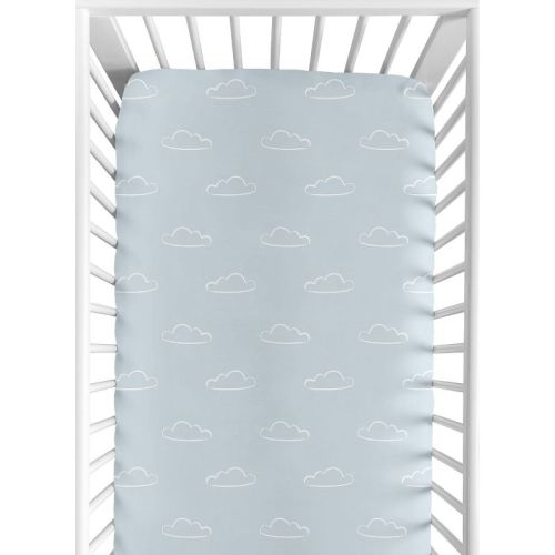 Sweet Jojo Designs Boy Baby Fitted Crib Sheet Airplane Blue and White