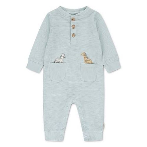 Newborn Baby Boys Huggies Babywear 100% Organic Coverall with Button Closure & Animal Pockets