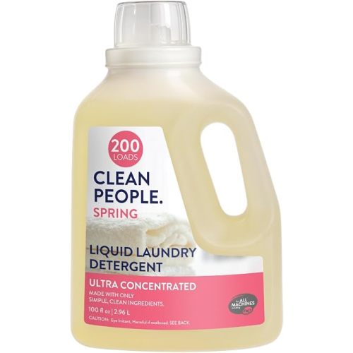 The Clean People Liquid Laundry Detergent - Recyclable Packaging, Stain Fighting - Ultra Concentrated, Laundry Soap - Spring Scent, 200 Loads