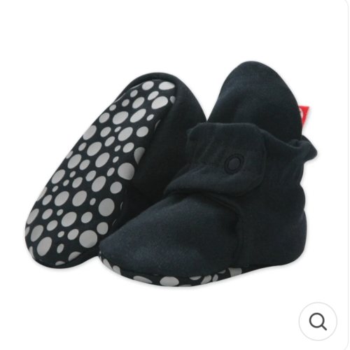 Zutano Cotton Gripper Stay-On Baby Bootie Slipper - Black