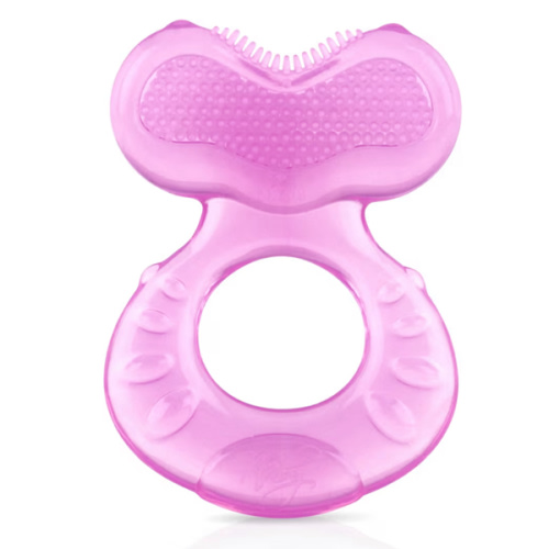 Nuby Silicone Teethe-EEZ Teether with Bristles, Includes Hygienic Case, Pink