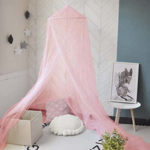 Bed Canopy Mosquito Net, Bed Canopy for Girls Room Decor - Insect Protection Hanging Canopy for Adults, Babies, Outdoor Camping, Pink/Single Door