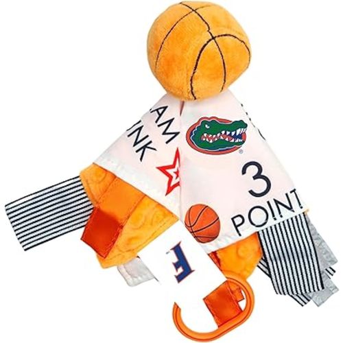The Learning Lovey Florida University Gators Baby Basketball Tag Toy - College Baby Sensory Crinkle Toys - Soft & Safe - Ideal Baby Stroller Toy - BPA Free w/Stroller Clip (10" x 10" Tag Toy)…