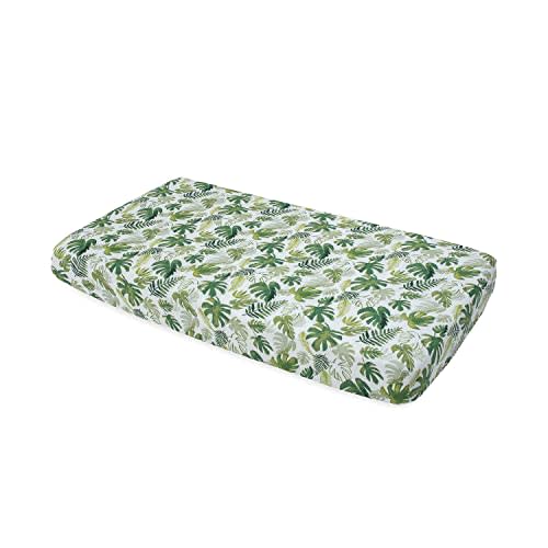 Little Unicorn Tropical Leaf Fitted Crib Sheet | 100% Cotton Muslin | Super Soft | Sized for Standard Baby Crib & Toddler Mattress | Machine Washable | 52” x 28” x 9”