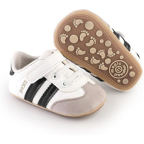 HsdsBebe Baby Boys Girls Pu Leather Hard Bottom Walking Sneakers Toddler Rubber Sole First Walkers Infant Cartoon Slippers Crib Shoes