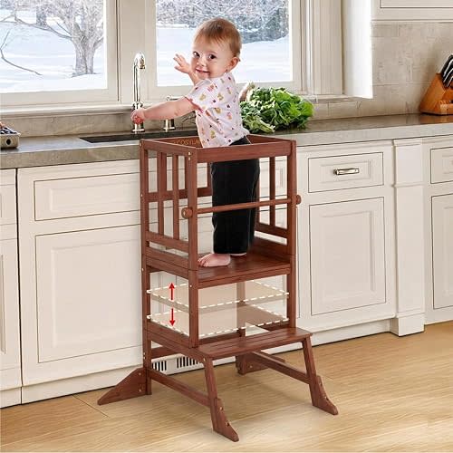 COSYLAND Toddler Standing Tower - Adjustable Height Kitchen Stool Helper