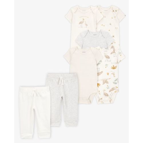 Baby 7-Piece Short-Sleeve Bodysuits & Pull-On Pants Set - Ivory | Carter's