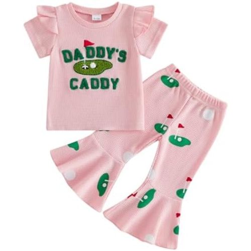 Socutebabe Toddler Girl Soccer Outfit Infant Game Day Short Sleeve T-Shirts Top Flared Pants Little Girl Summer Clothes