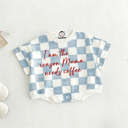 I AM THE REASON MAMA NEEDS COFFEE Baby Check T-shirt Romper