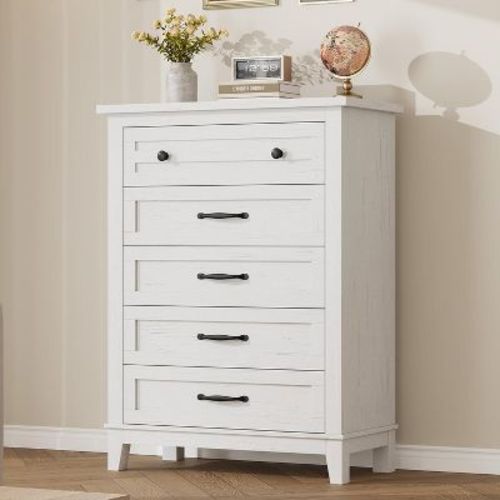 5/6 Drawer Dresser for Bedroom, Freestanding Wooden Chest of Drawers with Large Storage, Rustic Modern Vertical Closet Organizer