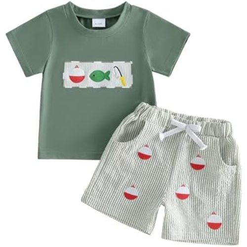 Kaipiclos Baby Boys Clothes Toddler Summer Outfits Short Sleeve Duck Print Pocket T-Shirt Tops and Shorts Farm Baby Clothes