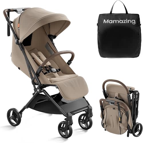 MAMAZING Ultra Air Lightweight Baby Travel Stroller with Carbon Fiber Frame, Compact & Airplane-Friendly, One-Handed Fold, 11.6 lbs, Perfect for Toddlers, Simply Taupe