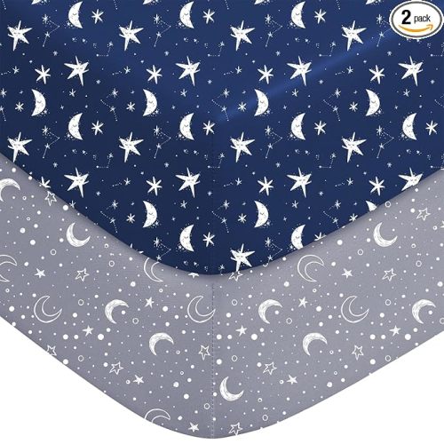 Baby Crib Sheets for Boys Girls Neutral, 2 Pack Crib Mattress Sheet for Standard Crib and Toddler Mattress, Super Soft Breathable Fitted Crib Sheet, 52" x 28"