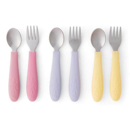 Amazon.com: Elk and Friends Kids Silverware with Silicone Handle | Childrens Safe Flatware | Toddler Utensils | Baby Spoons + Forks | Stainless Steel Cutlery : Baby