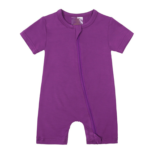 SXIMEE Unisex Baby Buttery-Soft Short Sleeve Romper with Bamboo Viscose Made, 2 Way Zipper Sleeper Pajamas