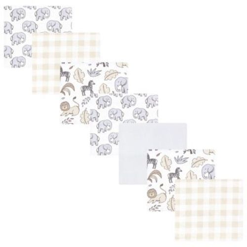 Luvable Friends Hudson Baby Cotton Poly Flannel Receiving Blankets 7pk, Gray Neutral Safari