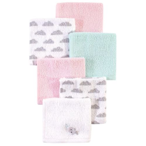 Luvable Friends Baby Girl Super Soft Cotton Washcloths, Elephant Spray, One Size