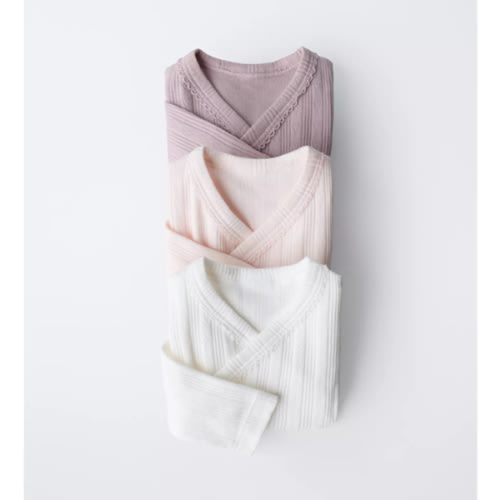 0-6 MESES/ PACK TRES BODIES MANGA LARGA CUELLO KIMONO