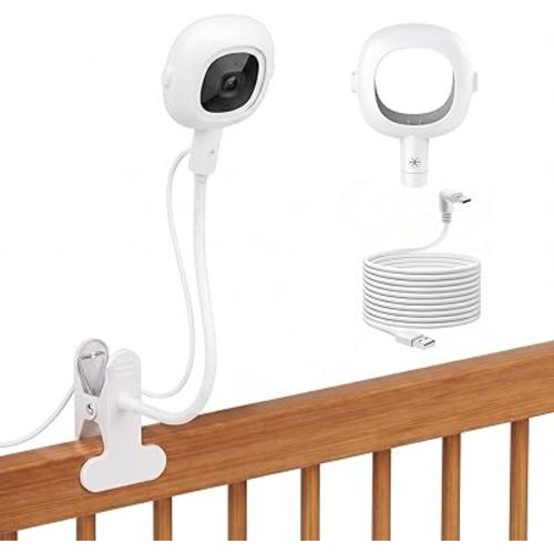 Baby Monitor Stand for Nanit Pro/Plus,Flexible Gooseneck Clip Mount with USB C Charger Mount and 10FT Cable for Baby Monitor Camera, Nanit Travel Stand Without Tool or Wall Damage(Camera not Included)