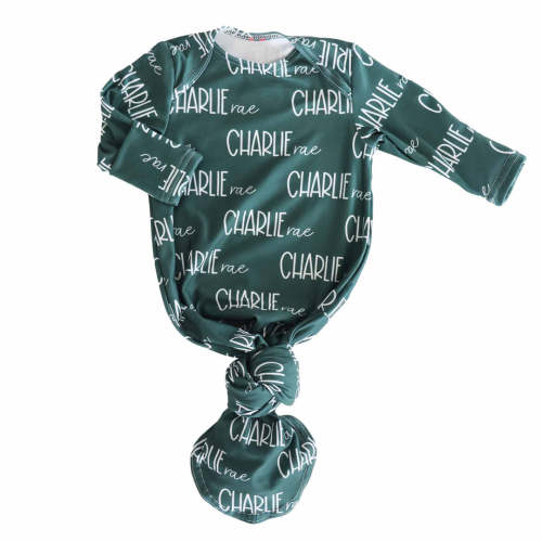 Personalized Font Duo Newborn Baby Knot Gown | Best Selling Neutrals