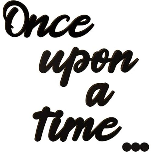 Once Upon a Time Sign Nursery Decor Black Once Upon a Time Wood Sign Wall Decor for Reading Corner Kids Room Family Bookshelf Home Décor Birthday Present DIY Decoration (Black, Medium)