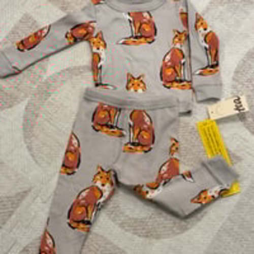 Tea Collection Goodnight baby pajama set fox print 6-9mo NWT