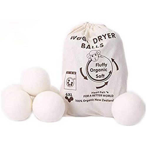 Wool Dryer Balls by MarvelousRule, 6 Pack XL Organic Wool, Non-Toxic, Reusable, X-tra Large. Reduces Drying Time and Chemical Free. Natural Fabric Softener(White)