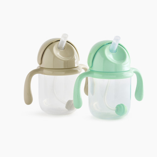 Sprucely Weighted Straw Sippy Cup (2 Pack) - Green/Sand, 8 Oz
