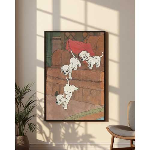 101 Dalmatians Poster, Disney Puppy Wall Art, Cute Dalmatian Print, Vintage Cartoon Decor, Dog Lover Nursery Artwork