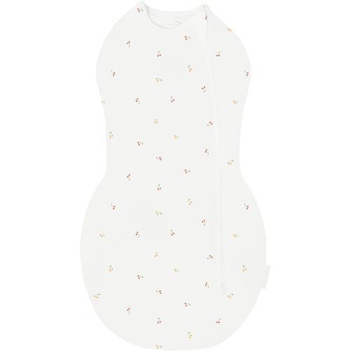 Happiest Baby Sleepea Comforter Swaddle - 100% Organic Cotton Baby Swaddle Blanket - Doctor Designed Promotes Healthy Hip Development (Ivory Wildflowers, Small)