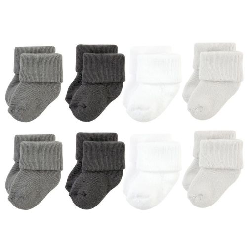 Hudson Baby Basics Infant Baby Cozy Terry Socks 8-Pack, Cloudy Comfort, 6-12 Months