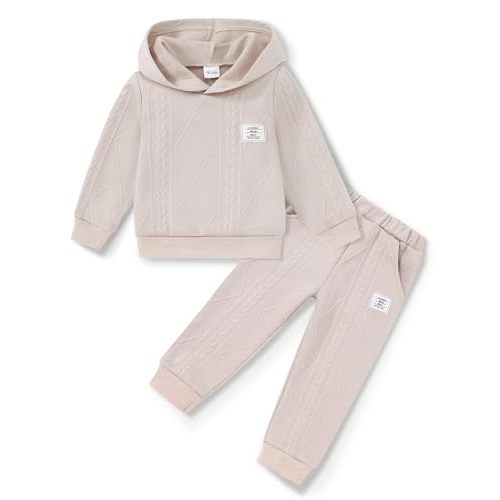 ZOEREA Toddler Baby Boy Clothes Sweatsuit Long Sleeve Hoodie Sweatshirt Top & Bottom Outfit Set Solid Color 1-5T