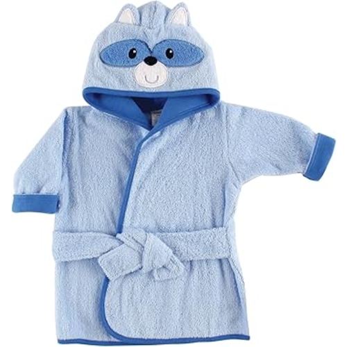 Luvable Friends Unisex Baby Cotton Animal Face Bathrobe, Raccoon, One Size